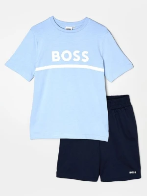 T-shirt z nadrukiem Boss niebieski