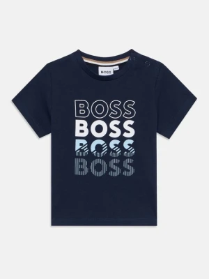 T-shirt z nadrukiem Boss niebieski