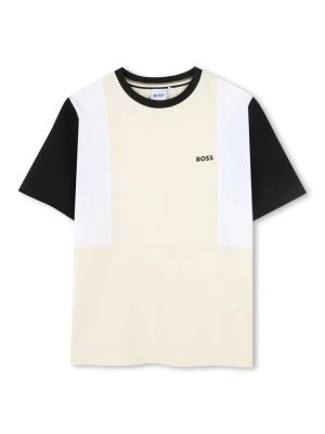 T-shirt z nadrukiem Boss piaskowy