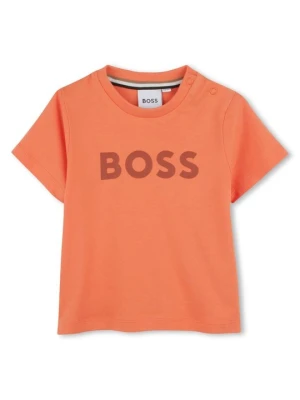 T-shirt z nadrukiem Boss pomarańczowy