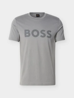 T-shirt z nadrukiem Boss szary