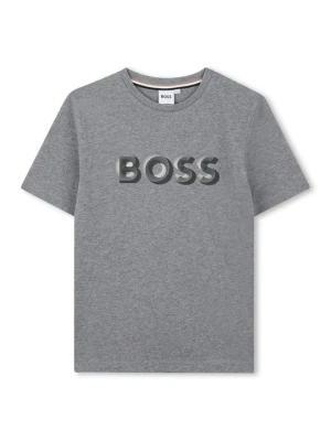 T-shirt z nadrukiem Boss szary