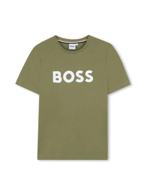 T-shirt z nadrukiem Boss zielony