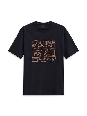 T-shirt z nadrukiem Bugatti granatowy
