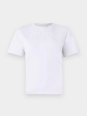 T-shirt z nadrukiem Calvin Klein liliowy