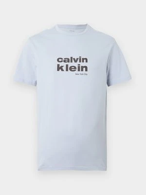 T-shirt z nadrukiem Calvin Klein jasnoniebieski