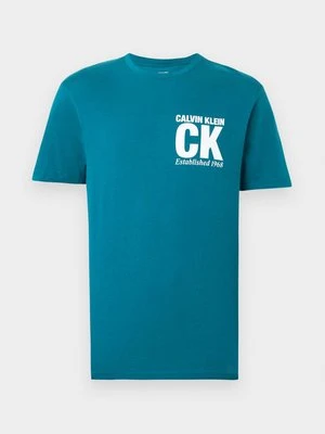 T-shirt z nadrukiem Calvin Klein niebieski