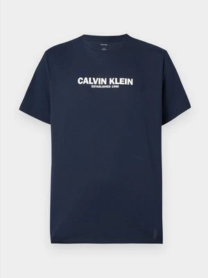 T-shirt z nadrukiem Calvin Klein granatowy