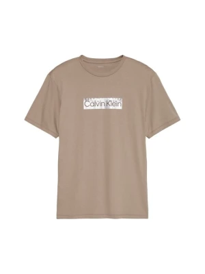T-shirt z nadrukiem Calvin Klein beżowy