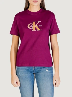 T-shirt z nadrukiem Calvin Klein bordowy