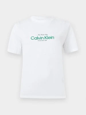 T-shirt z nadrukiem Calvin Klein Jeans biały
