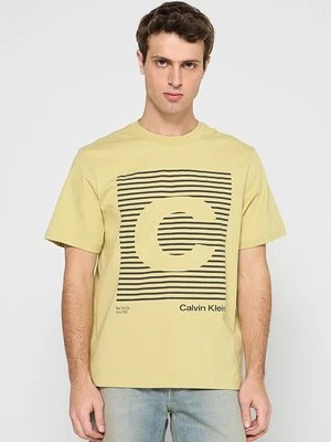 T-shirt z nadrukiem Calvin Klein Jeans zielony