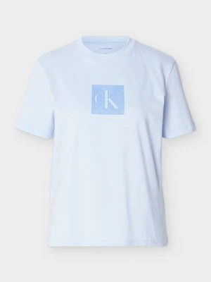 T-shirt z nadrukiem Calvin Klein Jeans jasnoniebieski