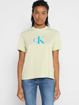 T-shirt z nadrukiem Calvin Klein Jeans zielony
