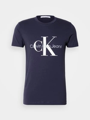 T-shirt z nadrukiem Calvin Klein Jeans granatowy
