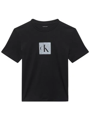 T-shirt z nadrukiem Calvin Klein Jeans czarny