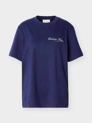 T-shirt z nadrukiem Calvin Klein Jeans niebieski
