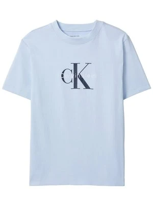 T-shirt z nadrukiem Calvin Klein Jeans jasnoniebieski