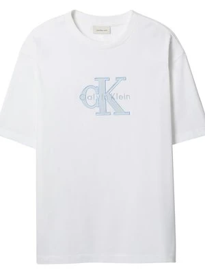 T-shirt z nadrukiem Calvin Klein Jeans biały