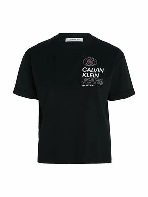 T-shirt z nadrukiem Calvin Klein Jeans czarny