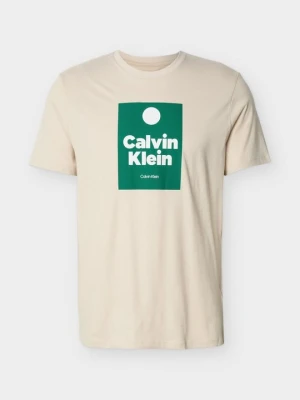 T-shirt z nadrukiem Calvin Klein Jeans beżowy
