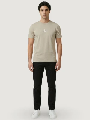 T-shirt z nadrukiem Calvin Klein Jeans beżowy