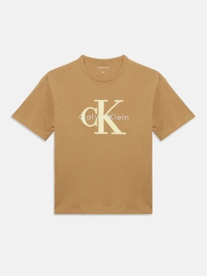 T-shirt z nadrukiem Calvin Klein Jeans beżowy