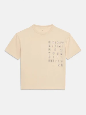T-shirt z nadrukiem Calvin Klein Jeans beżowy