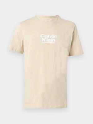 T-shirt z nadrukiem Calvin Klein Jeans beżowy