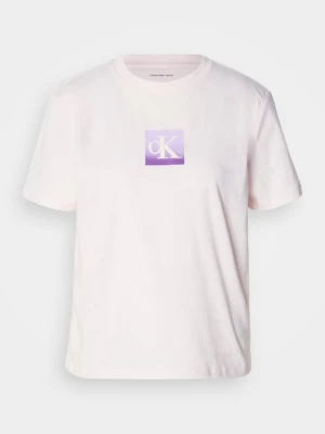 T-shirt z nadrukiem Calvin Klein Jeans beżowy
