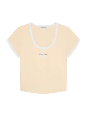 T-shirt z nadrukiem Calvin Klein Jeans beżowy