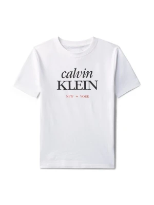 T-shirt z nadrukiem Calvin Klein Jeans biały