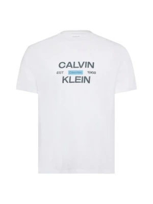 T-shirt z nadrukiem Calvin Klein Jeans biały