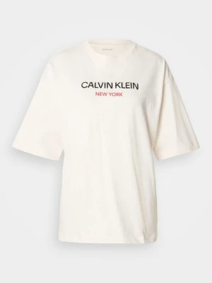 T-shirt z nadrukiem Calvin Klein Jeans biały