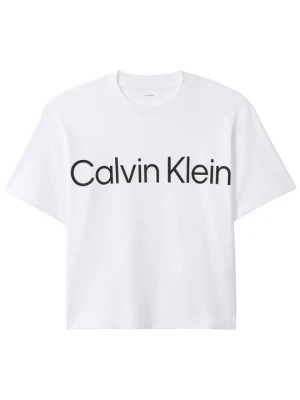 T-shirt z nadrukiem Calvin Klein Jeans biały