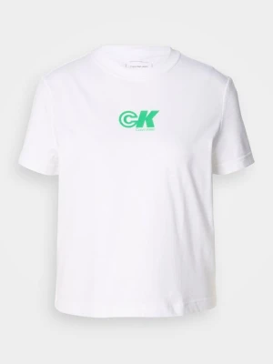 T-shirt z nadrukiem Calvin Klein Jeans biały