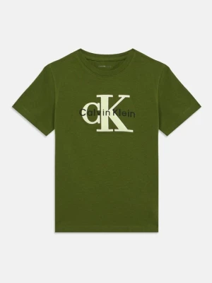 T-shirt z nadrukiem Calvin Klein Jeans szafirowy