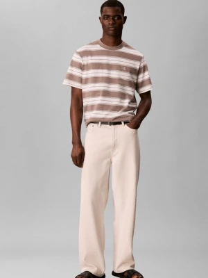 T-shirt z nadrukiem Calvin Klein Jeans brązowy