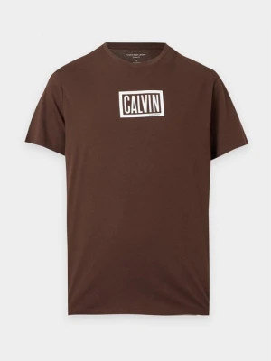 T-shirt z nadrukiem Calvin Klein Jeans brązowy