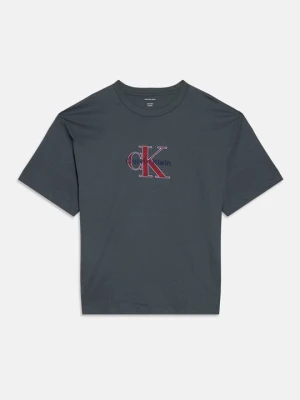 T-shirt z nadrukiem Calvin Klein Jeans ciemnoszary