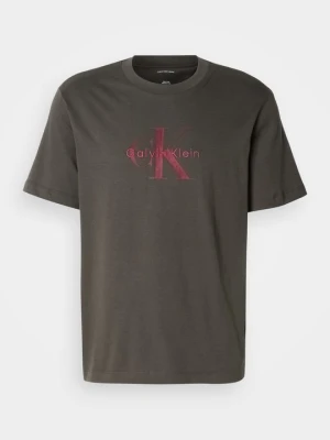 T-shirt z nadrukiem Calvin Klein Jeans ciemnoszary