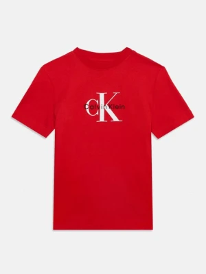 T-shirt z nadrukiem Calvin Klein Jeans czerwony