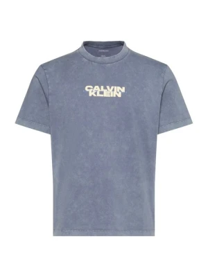 T-shirt z nadrukiem Calvin Klein Jeans czerwony