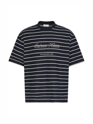 T-shirt z nadrukiem Calvin Klein Jeans granatowy