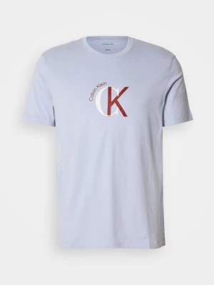 T-shirt z nadrukiem Calvin Klein Jeans jasnoniebieski