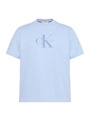 T-shirt z nadrukiem Calvin Klein Jeans jasnoniebieski