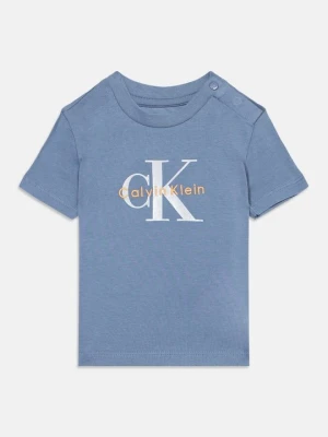 T-shirt z nadrukiem Calvin Klein Jeans jasnoniebieski