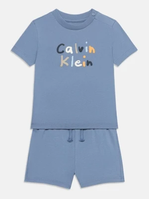 T-shirt z nadrukiem Calvin Klein Jeans jasnoniebieski