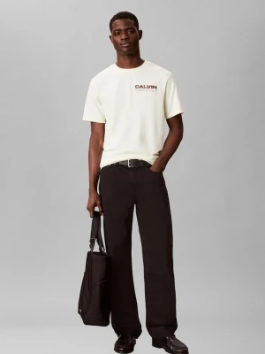 T-shirt z nadrukiem Calvin Klein Jeans jasnożółty