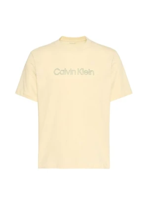 T-shirt z nadrukiem Calvin Klein Jeans jasnożółty
